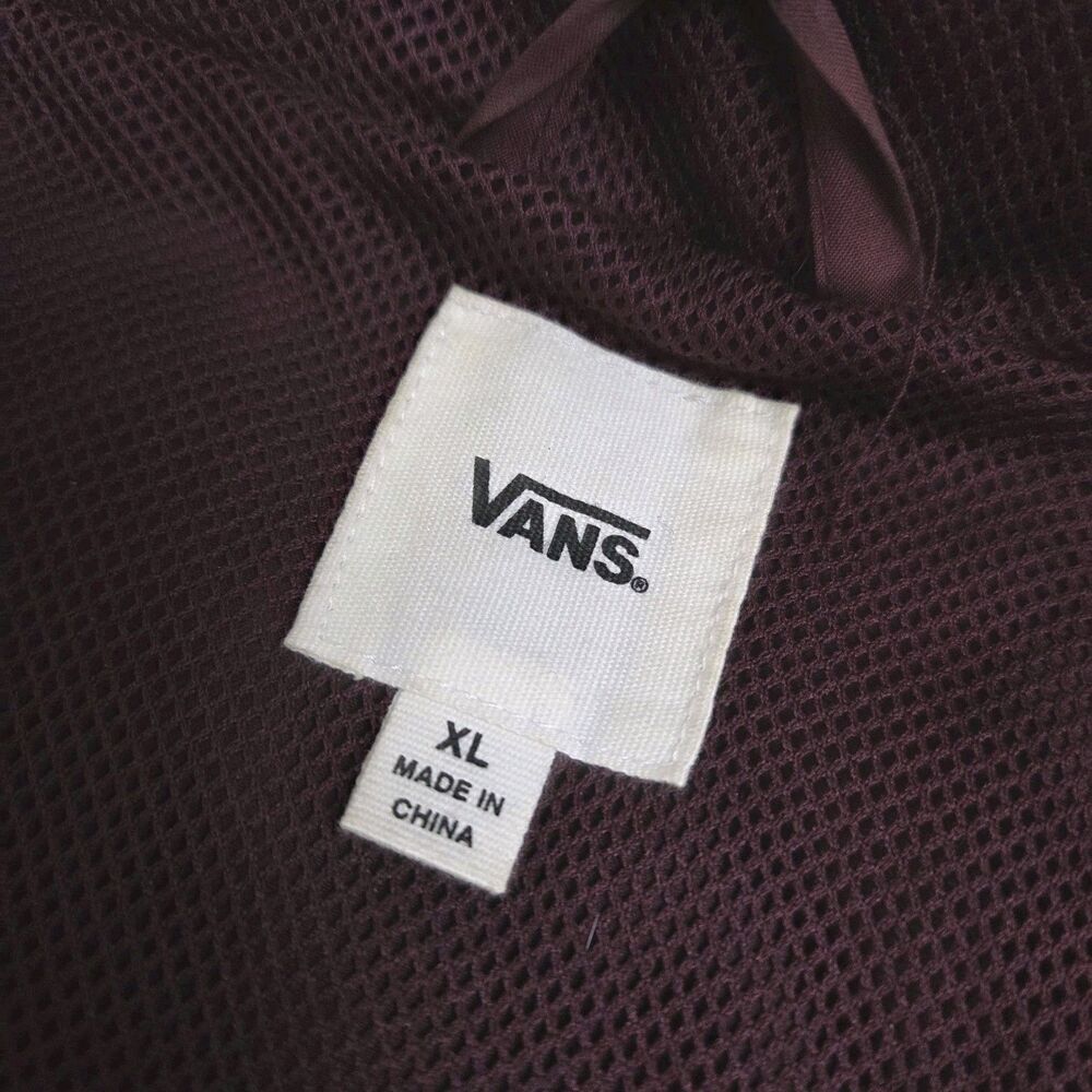 Vans Windbreaker Jacket Women's L/XL Hooded Lightweight Skater Style Maroon - Picture 6 of 10